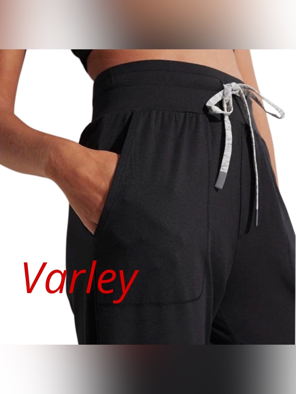 Varley Black Men's Athletic Drawstring Shorts with Gray Tie